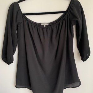 Charlotte Russe Black Off The Shoulder 3/4 Sleeve Lined Blouse